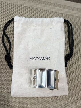 MAYAMAR Silver Wavy Metal Cuff Bracelet